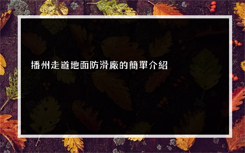 播州走道地面防滑廠的簡單介紹