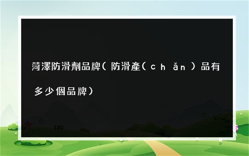 菏澤防滑劑品牌(防滑產(chǎn)品有多少個品牌)