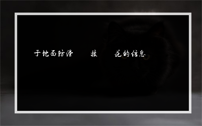 關于地面防滑設計技術規范的信息
